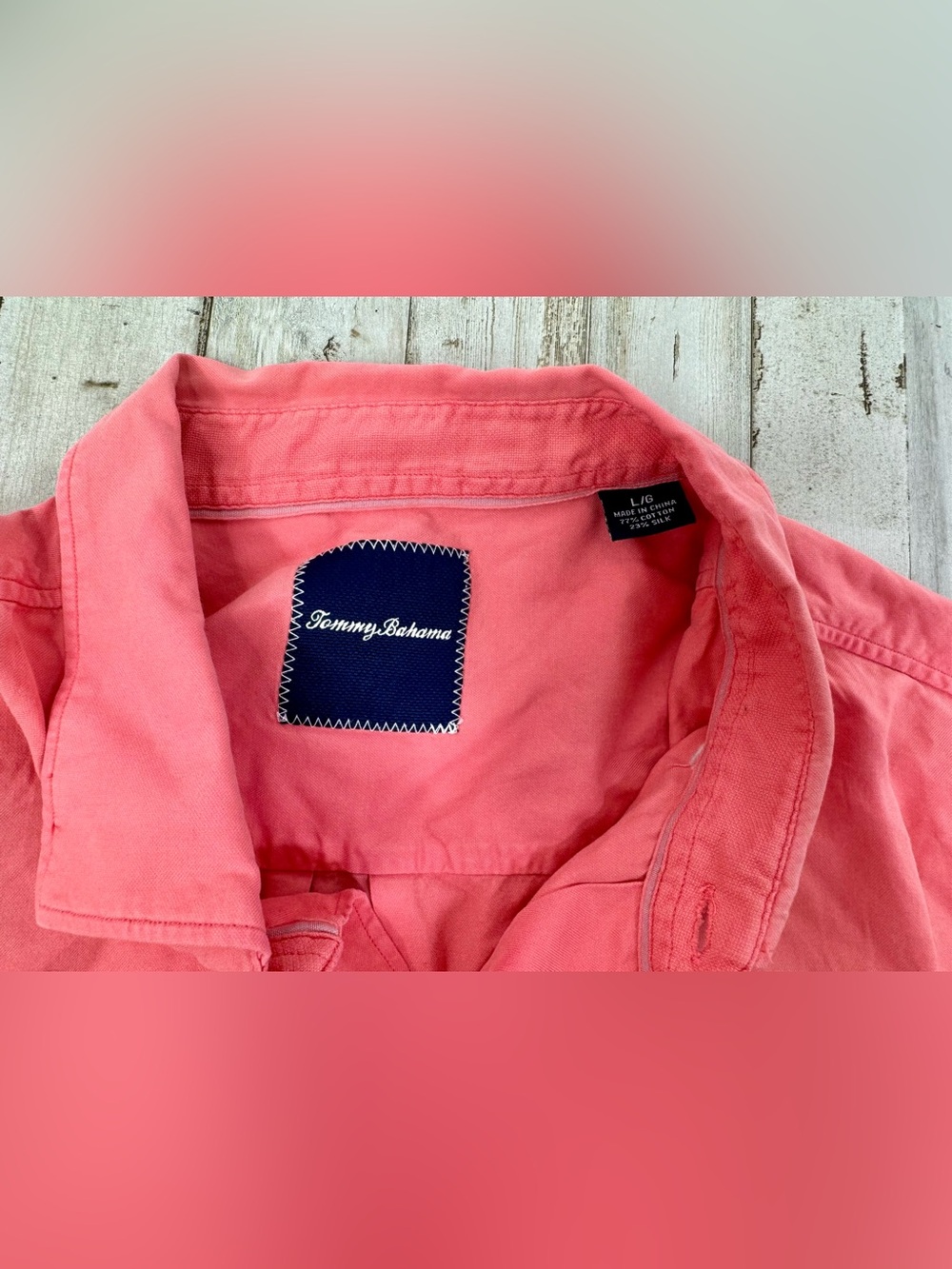 Tommy Bahama Shirt L Cotton Silk Blend Pink Long Sleeve Button Up Mens - Picture 4 of 13